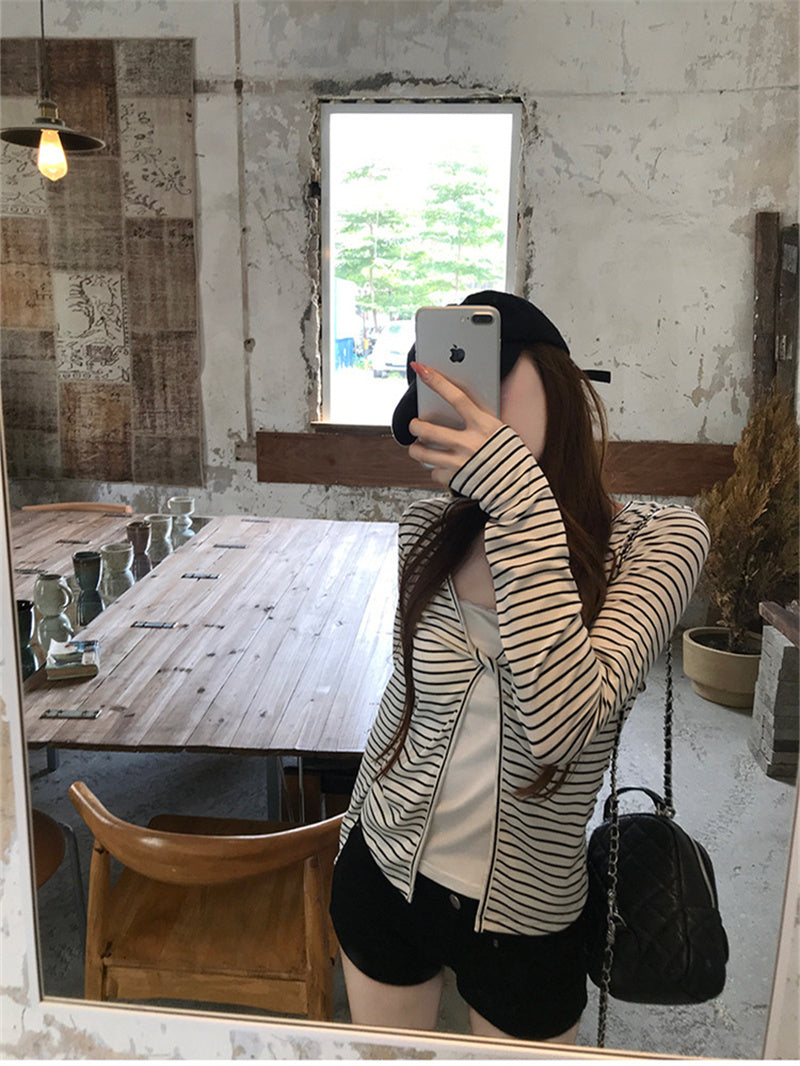 💕秋季假兩件長袖顯瘦短款上衣