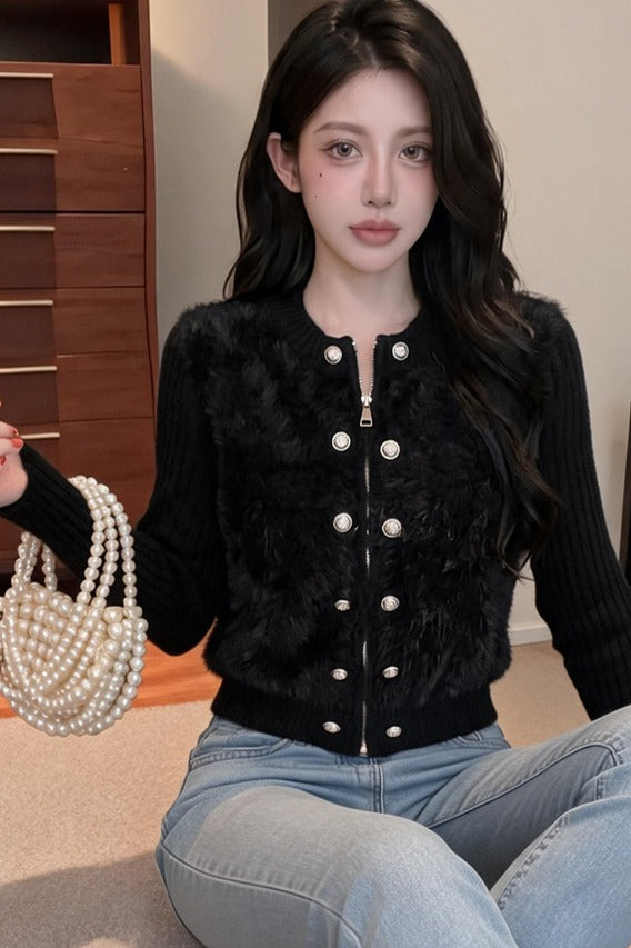 💕千金重工小香白色毛毛外套