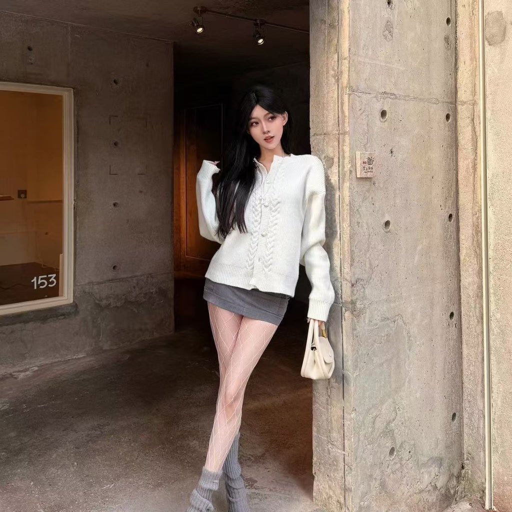 💕韓版慵懶輕奢針織麻花毛衣外套