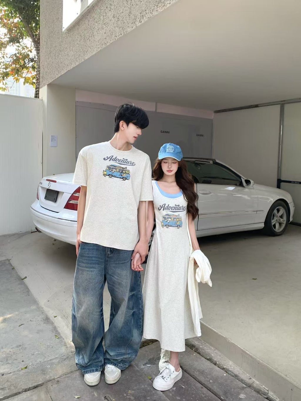 💕夏季chic韓系背心吊帶連衣裙情侶套裝