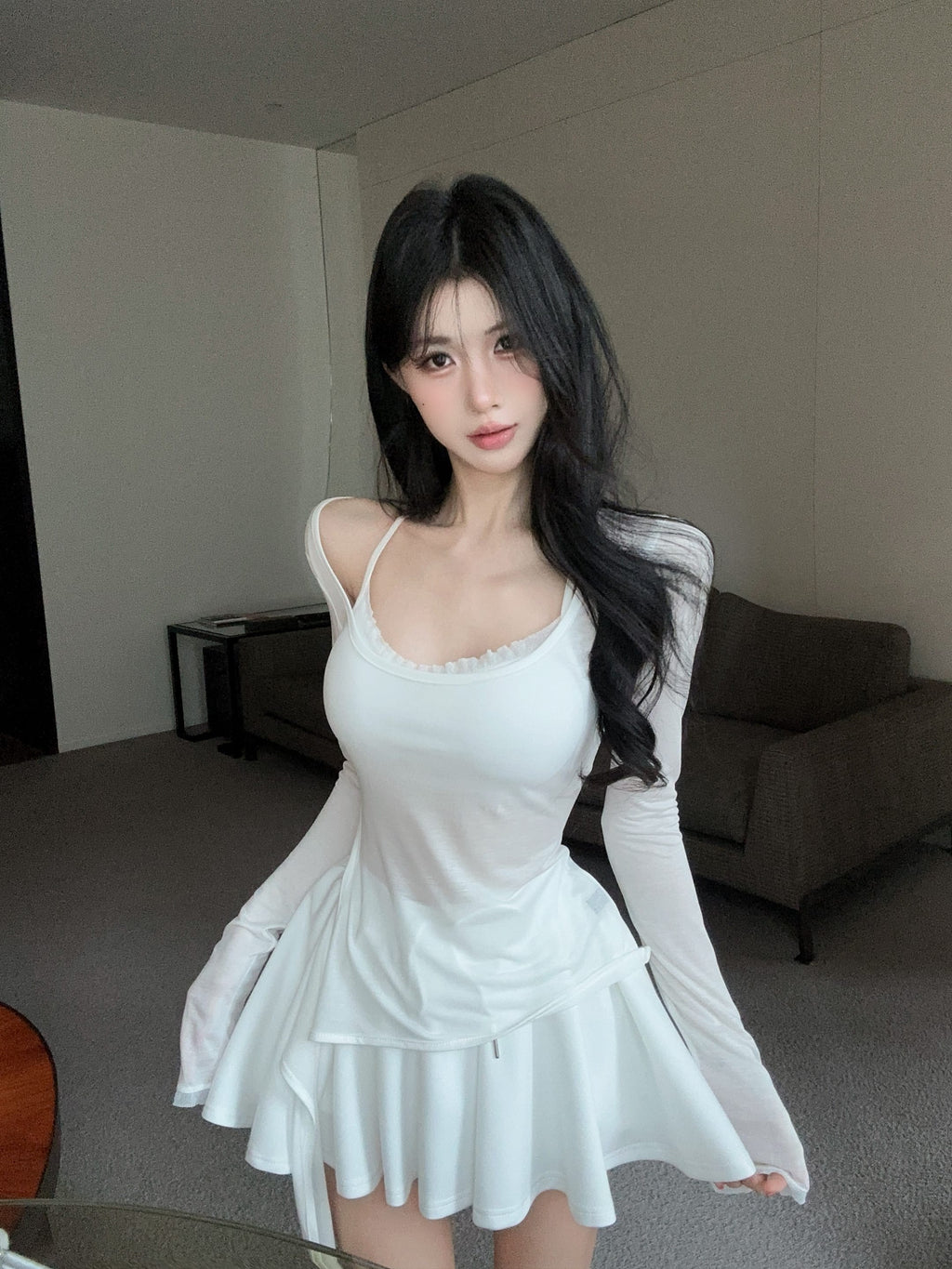💕海邊度假防曬蕾絲吊帶抽繩三件套