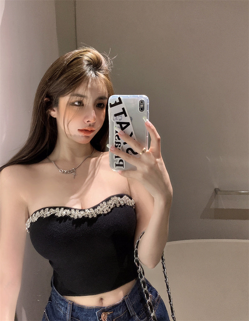 💕性感抹胸閃鑽短款內搭背心