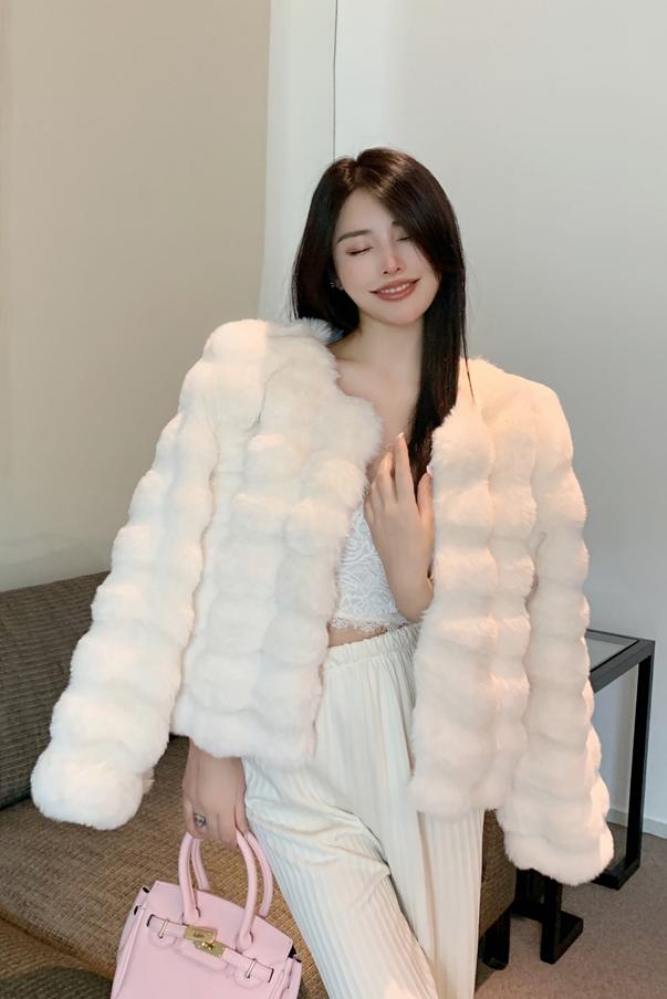 💕冬季高級感氣質保暖短款加厚毛毛外套