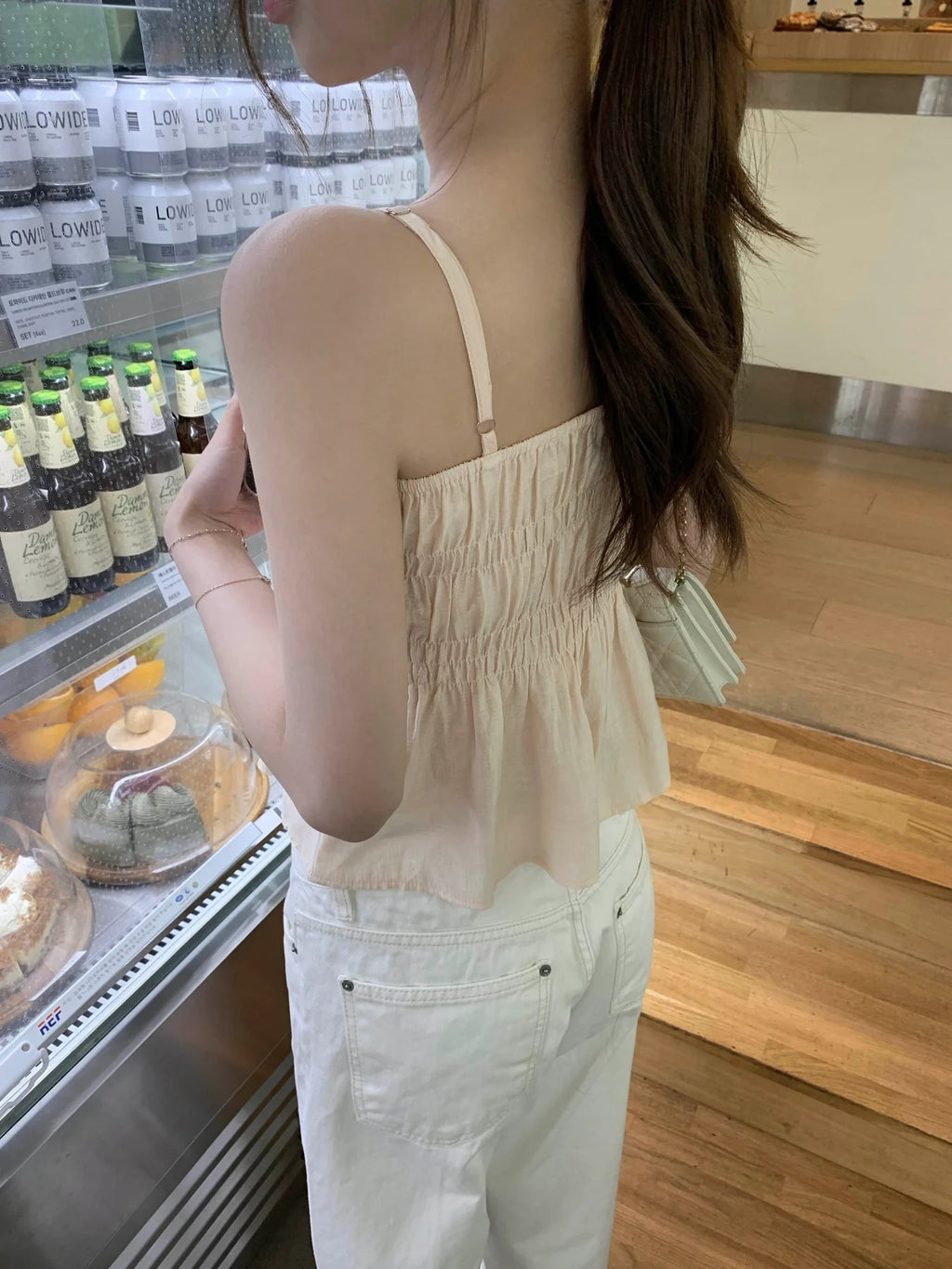 💕法式氣質溫柔荷葉邊皺褶吊帶背心