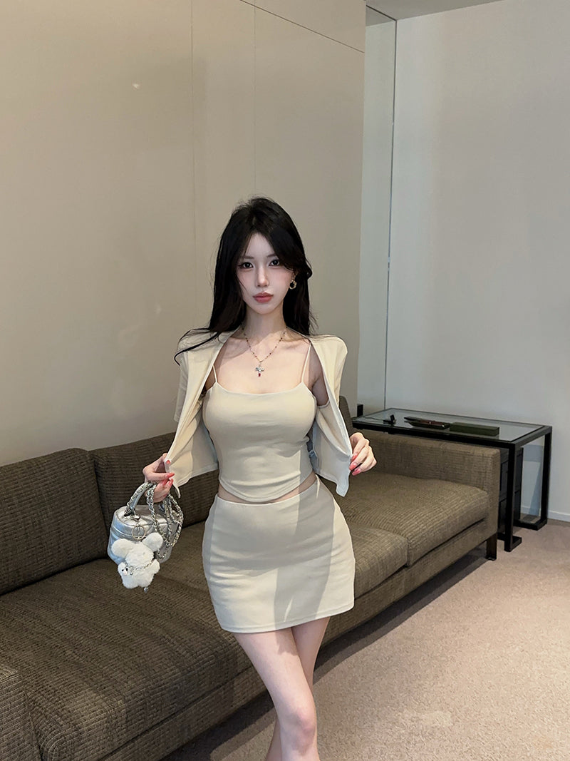 💕純御性感辣妹吊帶防曬半身裙三件套