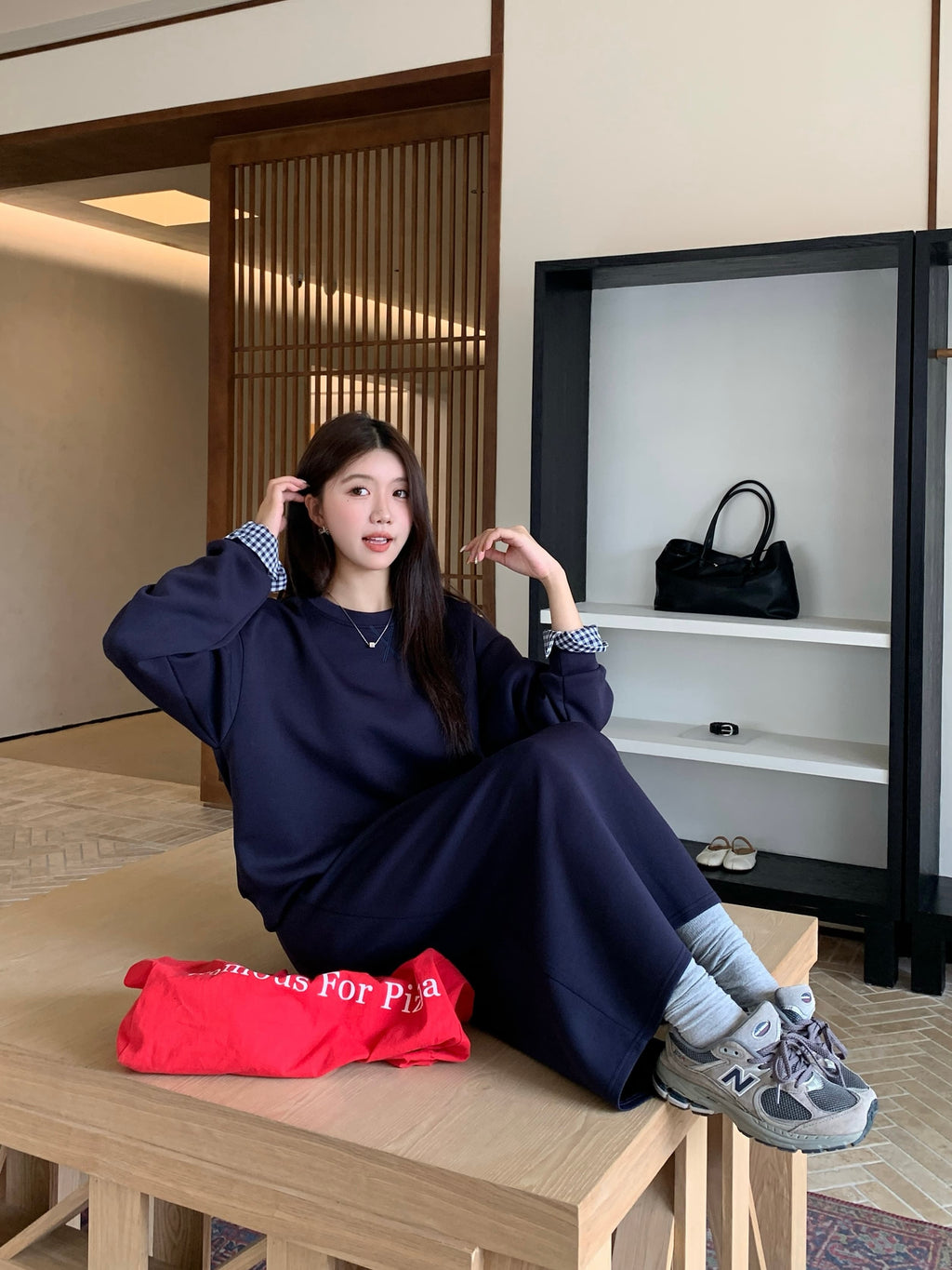 💕春秋美式復古運動套裝上衣+半身裙兩件套