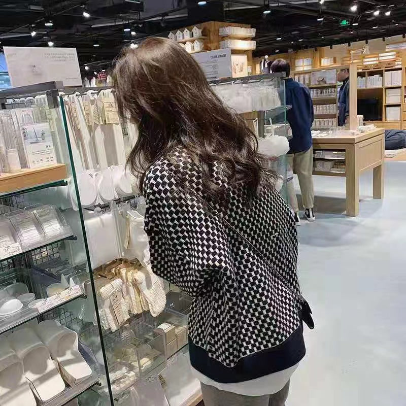 💕韓系東大門高級感復古軟糯外穿格子毛衣