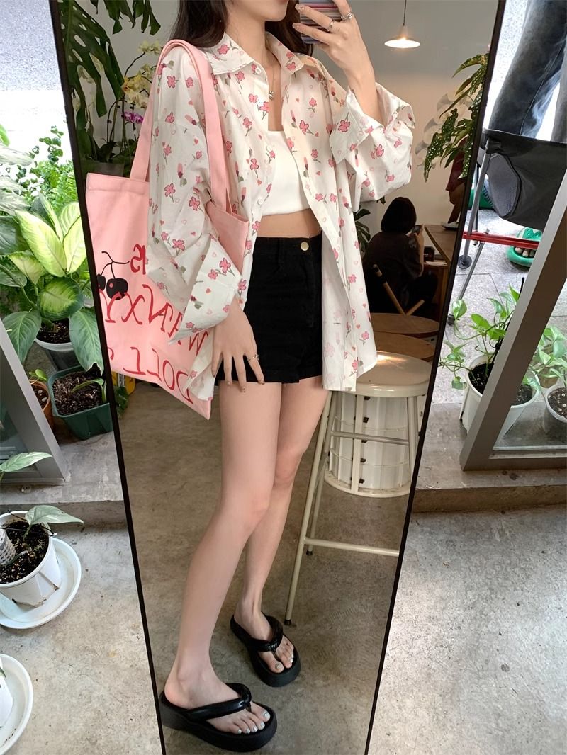 💕甜美薄款小花朵防曬襯衫外搭