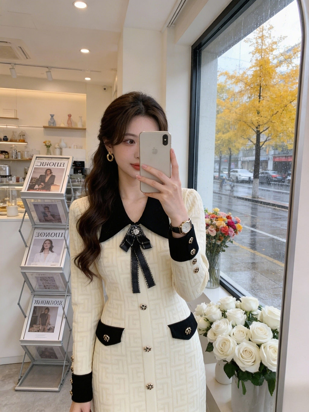 💕氣質輕奢名媛精緻polo翻領針織毛衣連衣裙