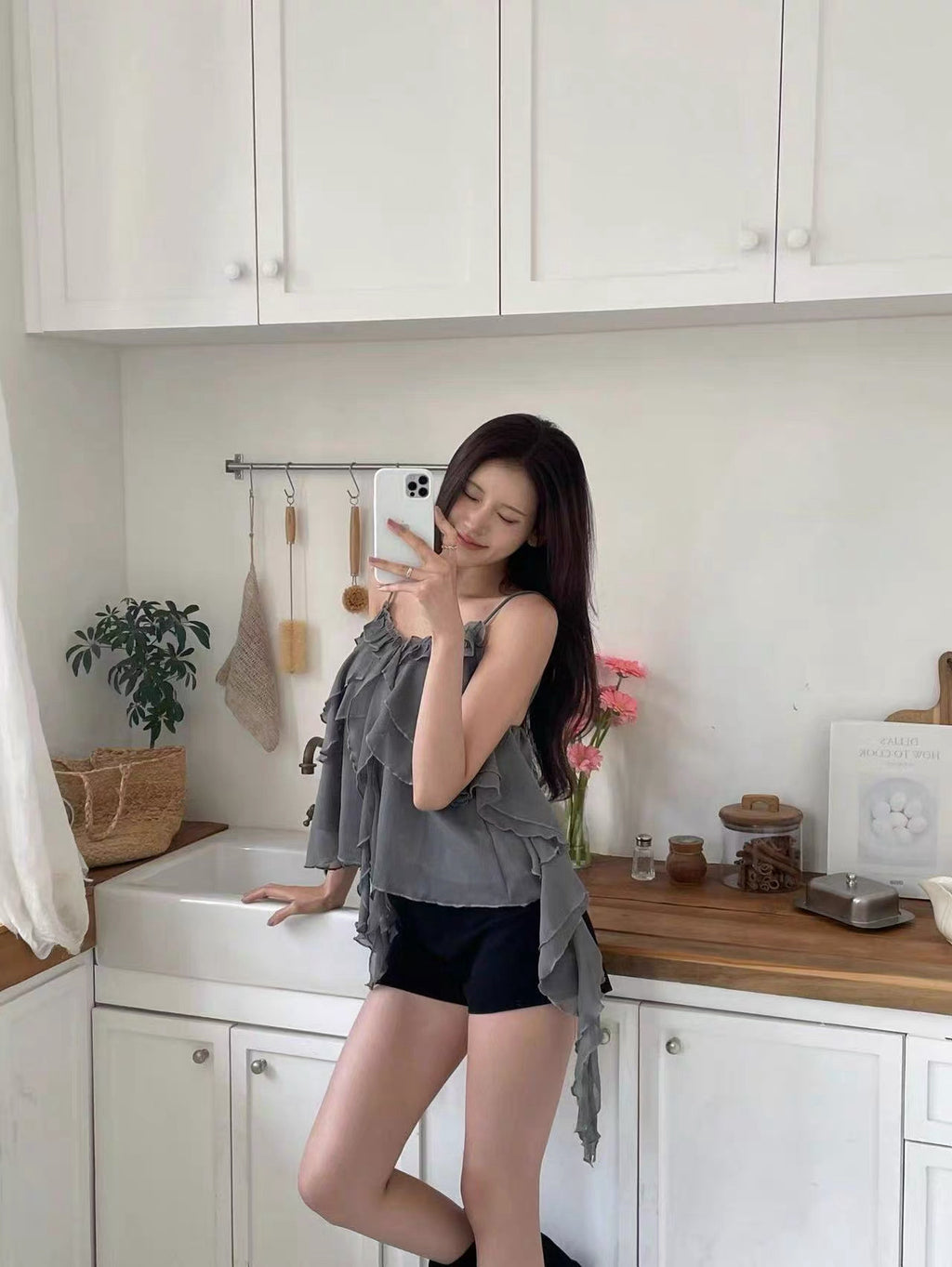 💕百搭不規則荷葉邊吊帶背心