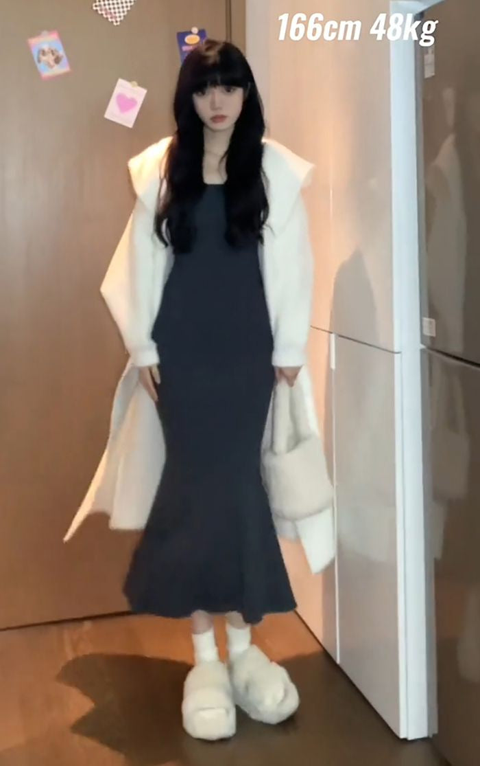 💕秋冬氣質慵懶顯瘦魚尾長裙