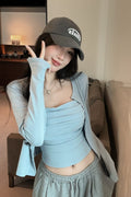 💕氣質慵懶休閒褶皺兩件式套裝
