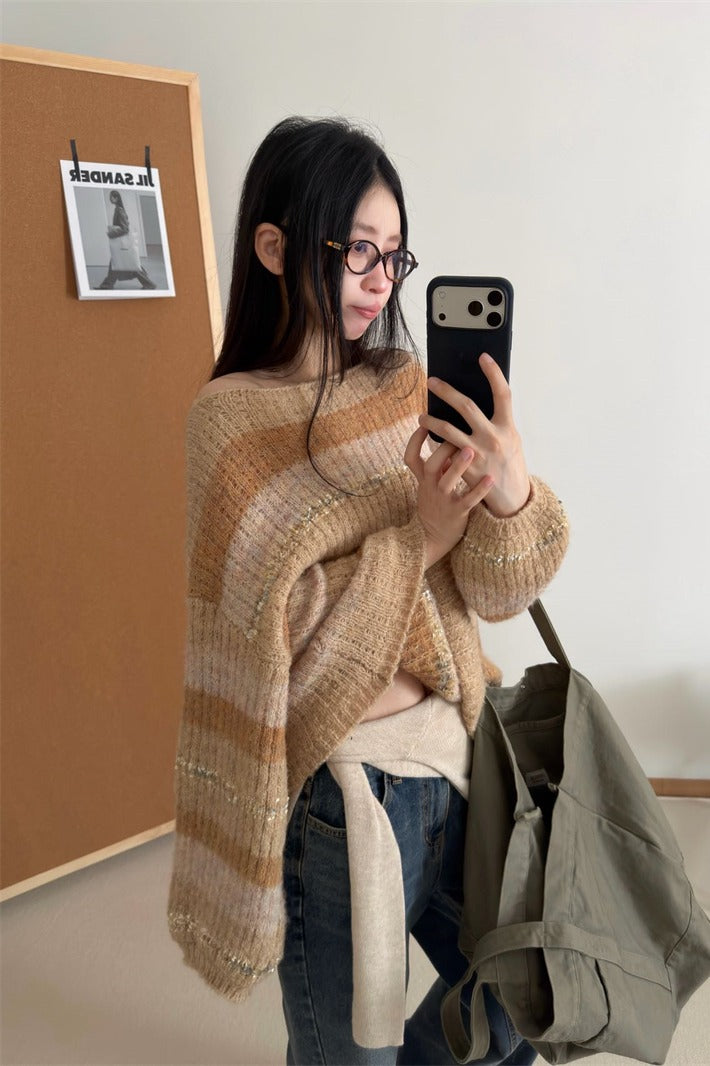 💕高級感溫柔韓系混色羊毛針織衫