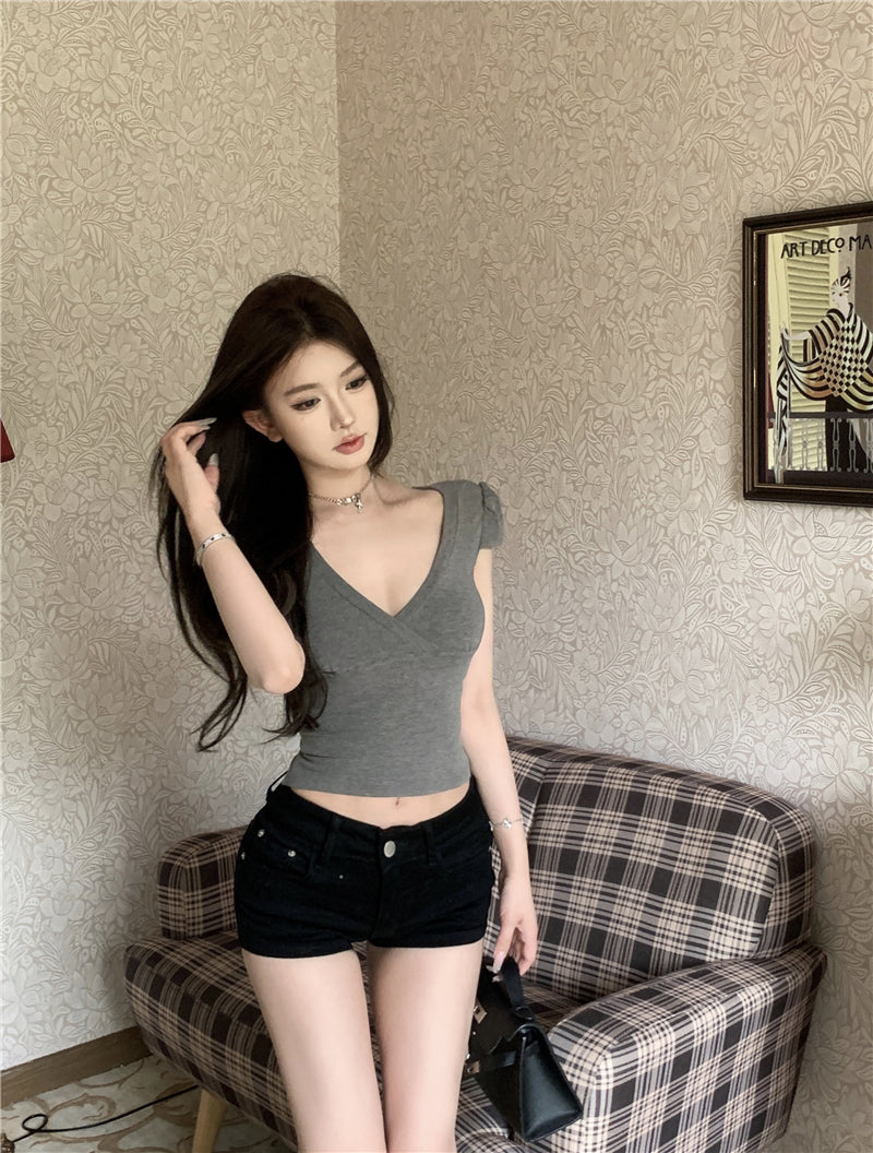 💕休閒百搭V領純欲顯瘦上衣