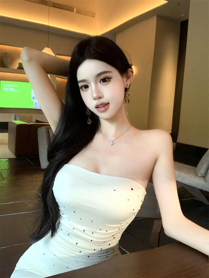 💕夏季性感網紗絕美抹胸包臀短裙