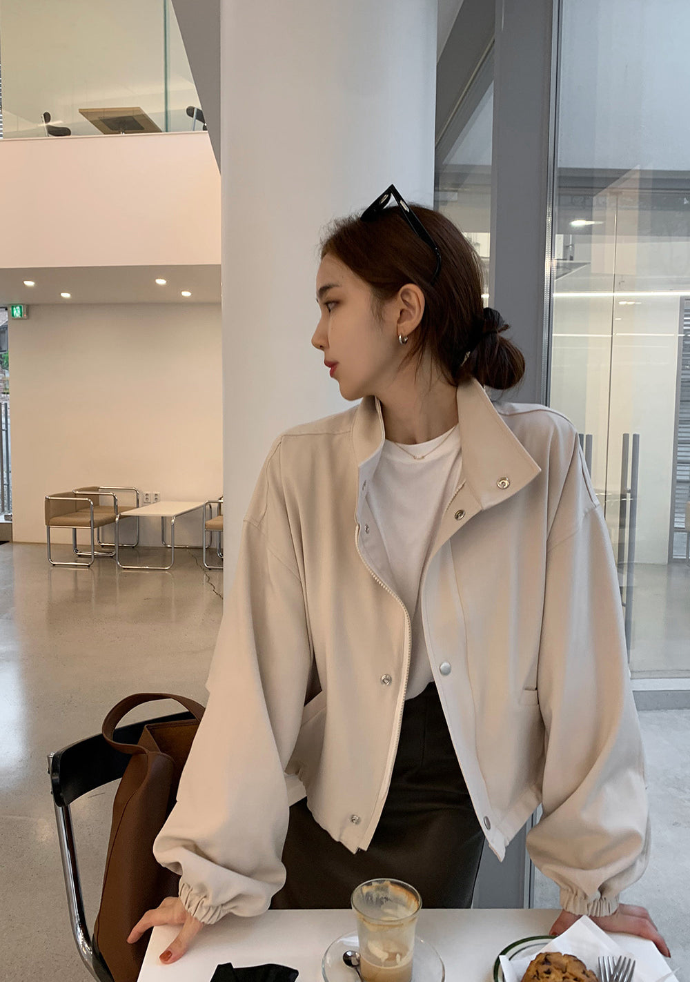 💕通勤簡約百搭休閒純色夾克