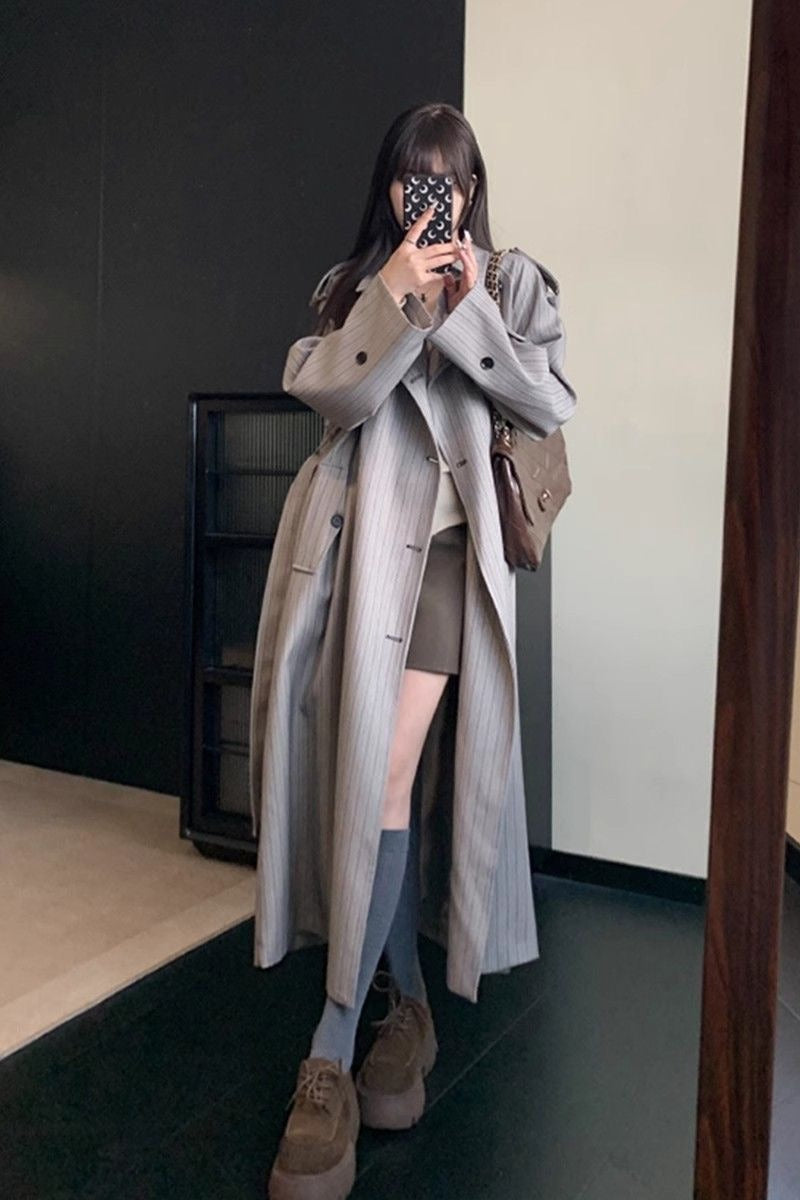 💕ins秋季韓系中長款西裝大衣