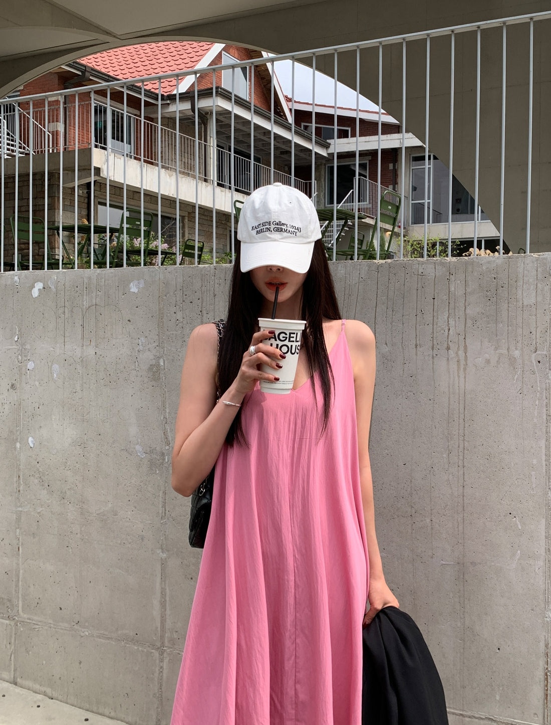 💕韓系氣質V領慵懶露背休閒度假長裙