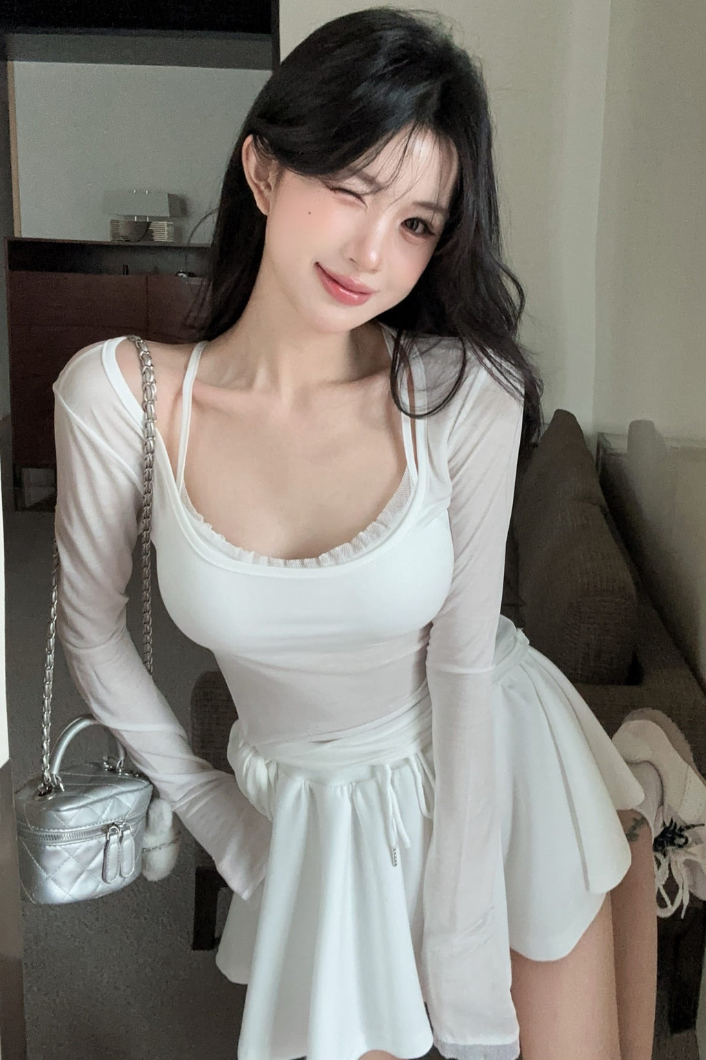 💕海邊度假防曬蕾絲吊帶抽繩三件套