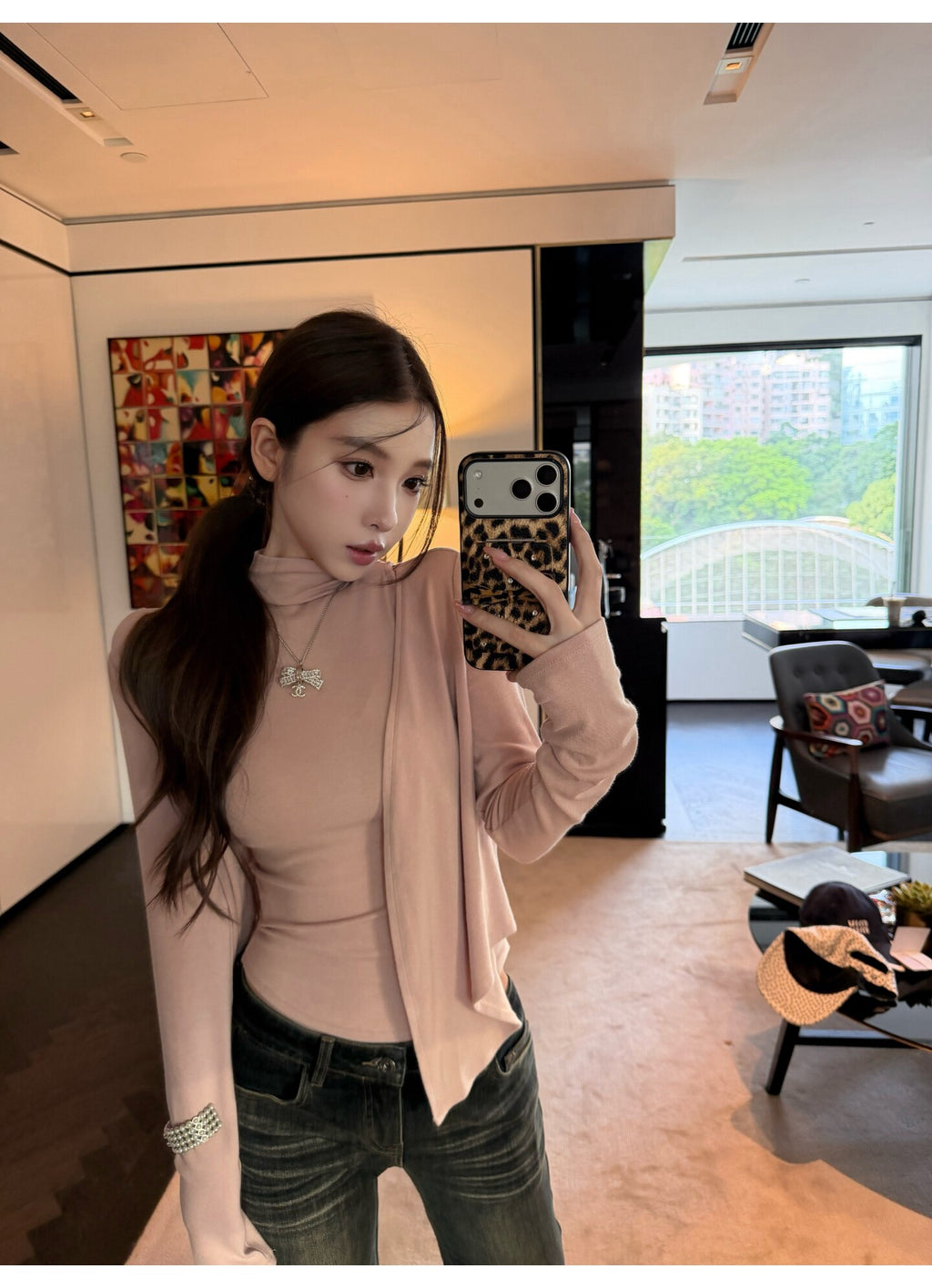 💕溫柔奶氣無袖半高領針織背心+開衫兩件套
