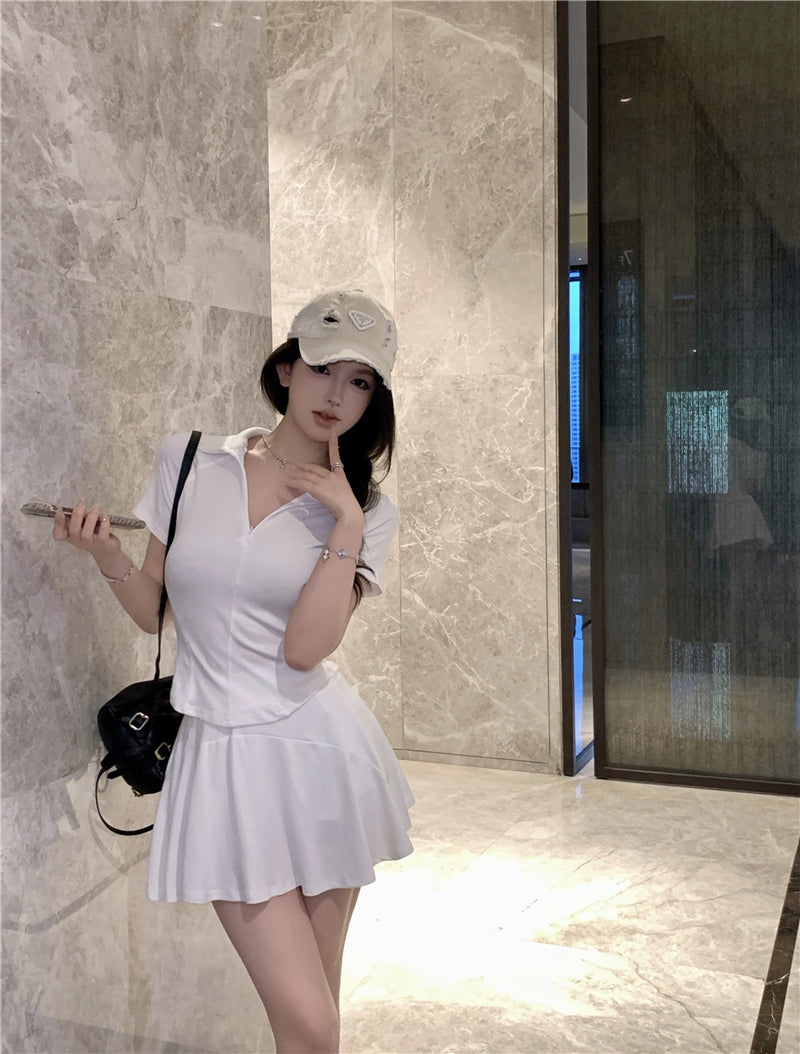 💕簡約百搭休閒polo衫純欲運動兩件套