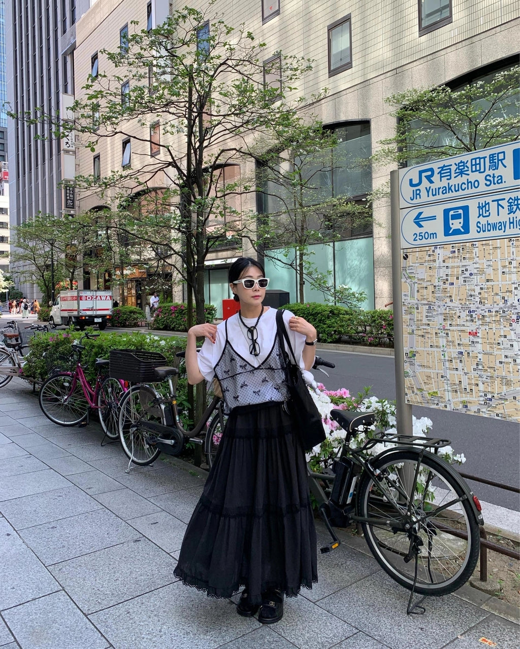 💕韓系東大門復古高腰拼接蕾絲邊蛋糕休閒長裙