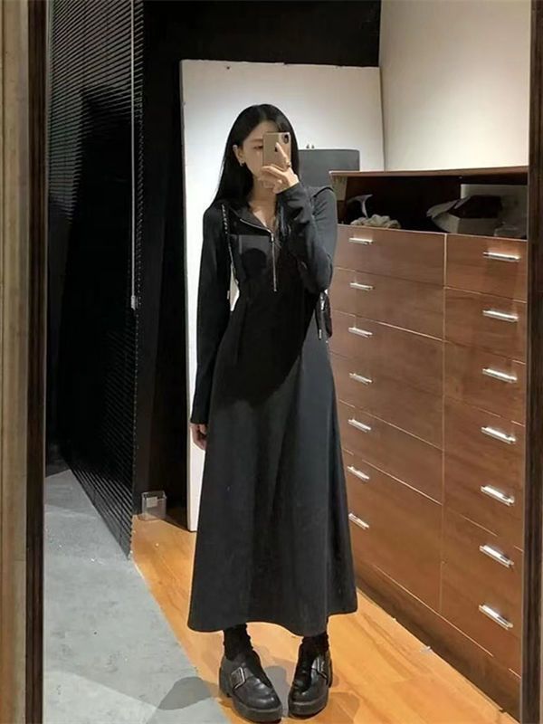 💕日常休閒高個子長款連帽衛衣連身裙