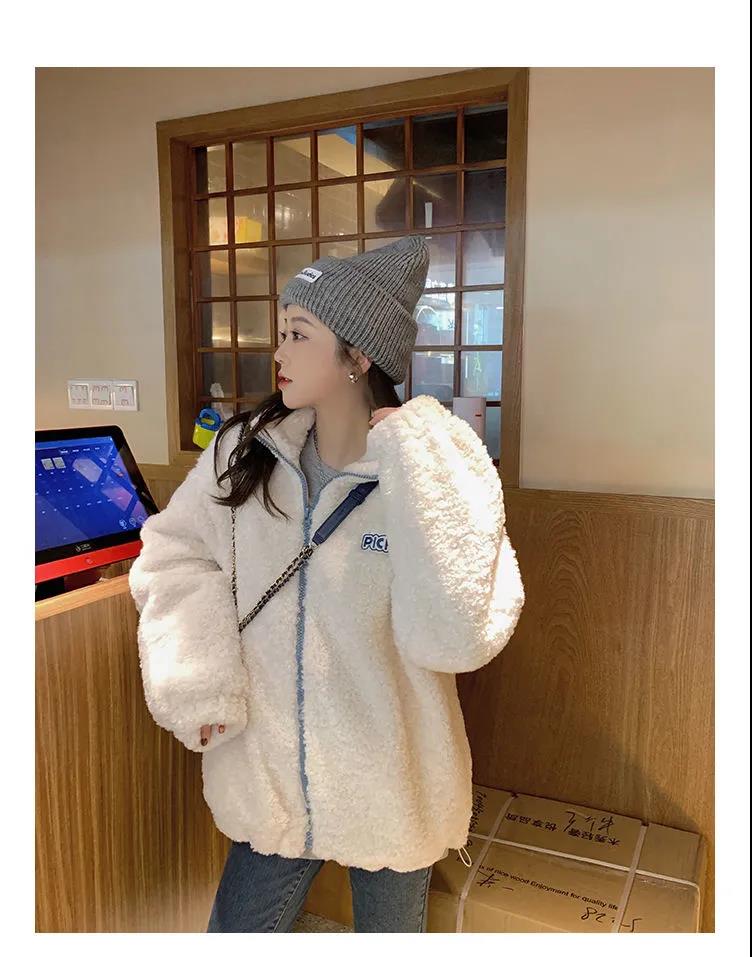 💕chic韓系羊羔毛加厚寬鬆百搭短外套