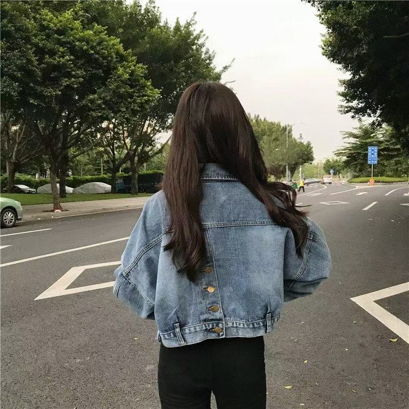 💕氣質百搭通勤短款寬鬆牛仔外套