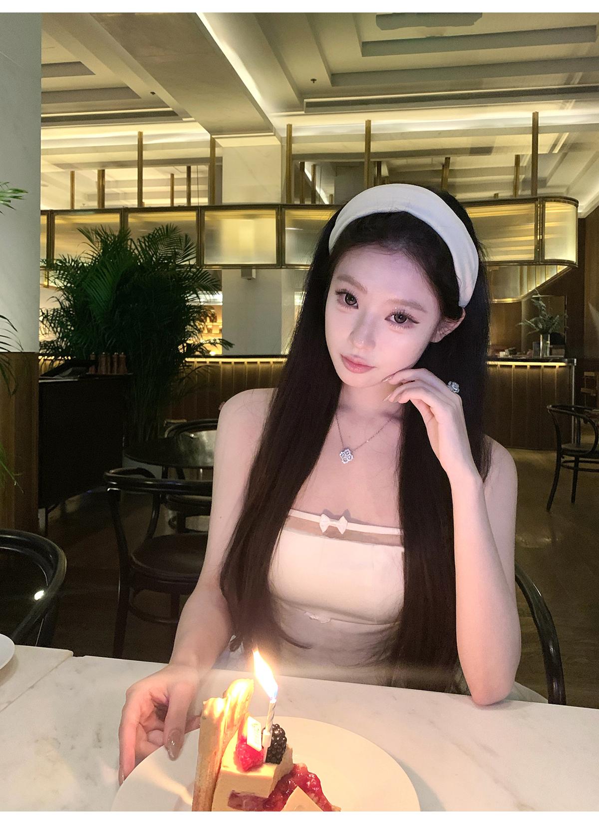 💕簡約氣質名媛緞面抹胸蝴蝶結連身裙