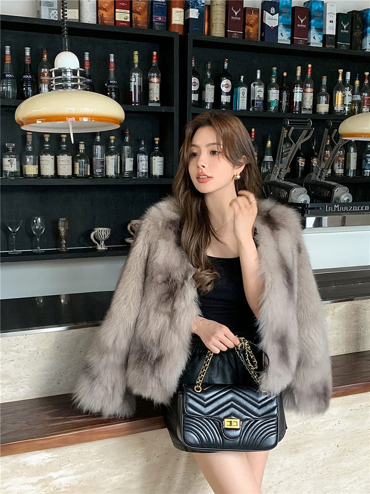 💕冬季淡奶可可暈染富貴毛毛外套