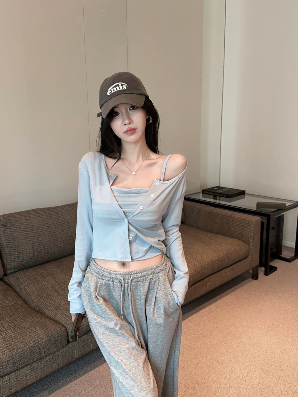 💕氣質慵懶休閒褶皺兩件式套裝