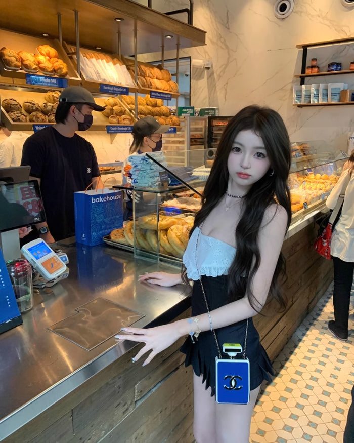 💕醇甜歐蕾可拆卸肩帶魚骨抹胸上衣