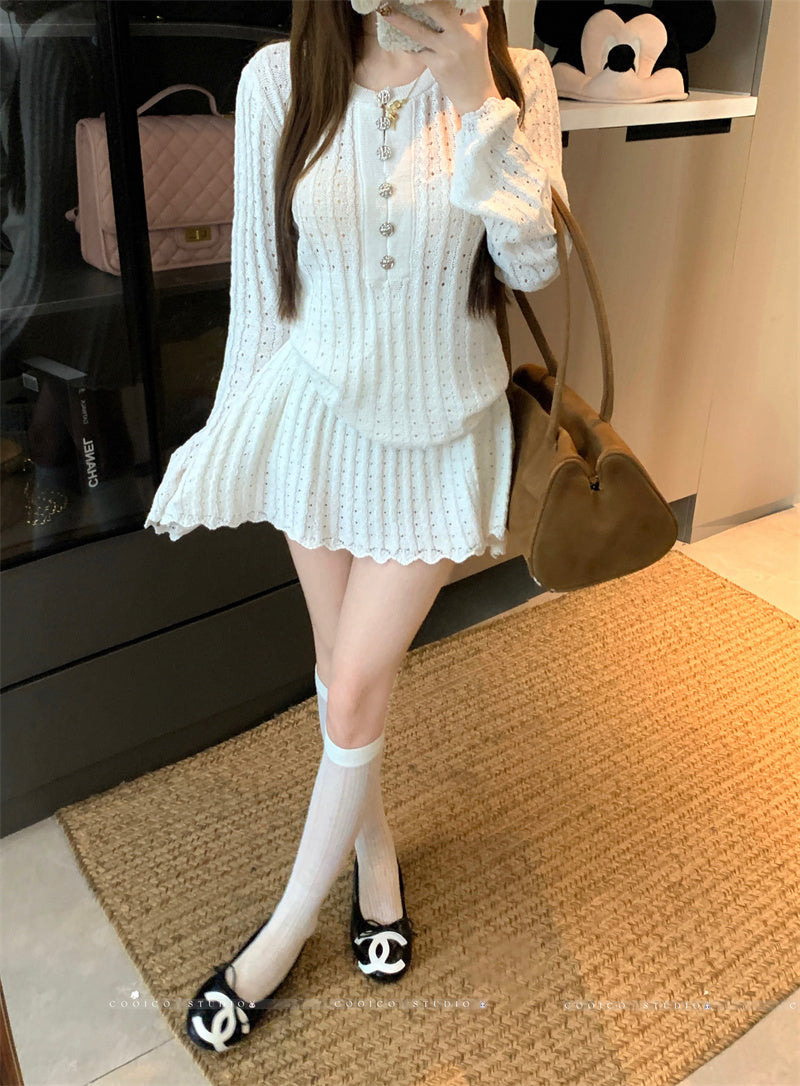 💕氣質優雅法式小香風針織套裝