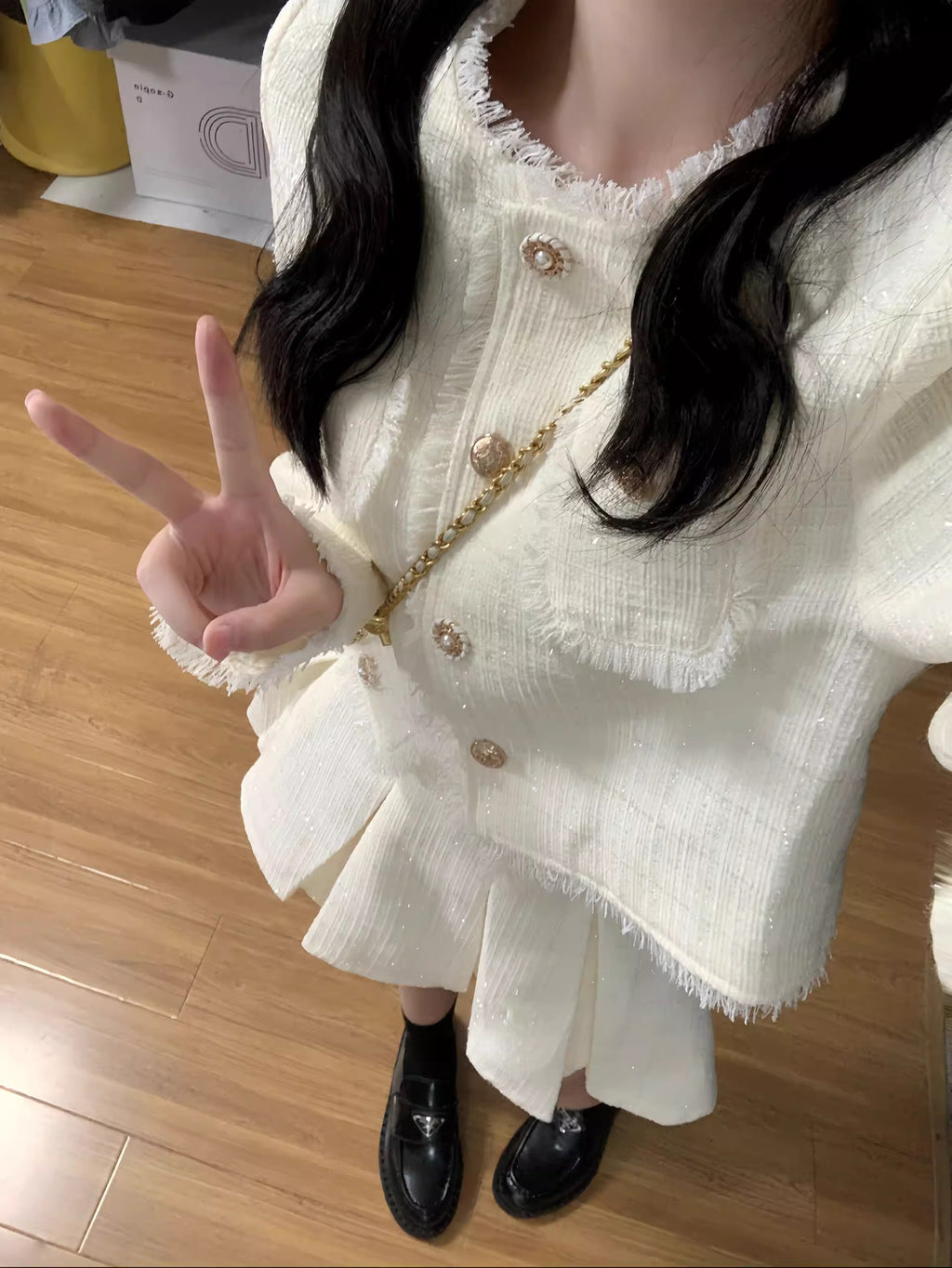 💕獨特絕美初秋韓系短裙兩件套