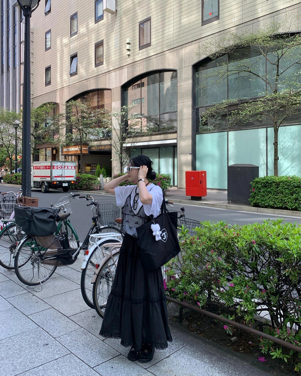 💕韓系東大門復古高腰拼接蕾絲邊蛋糕休閒長裙