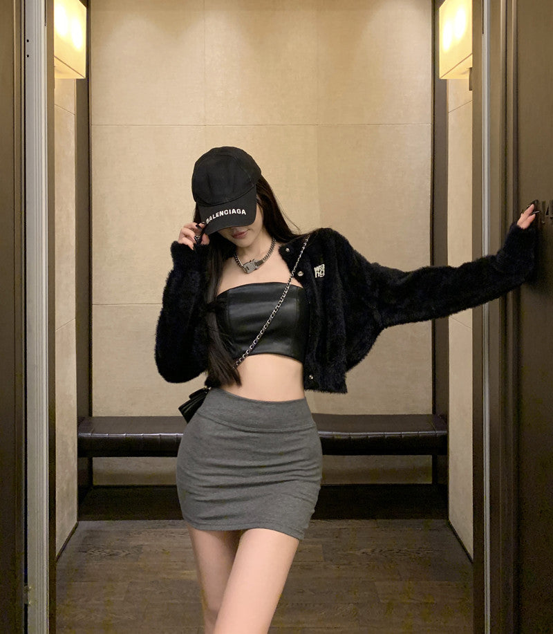 💕百搭必備顯瘦彈力氣質包臀短裙