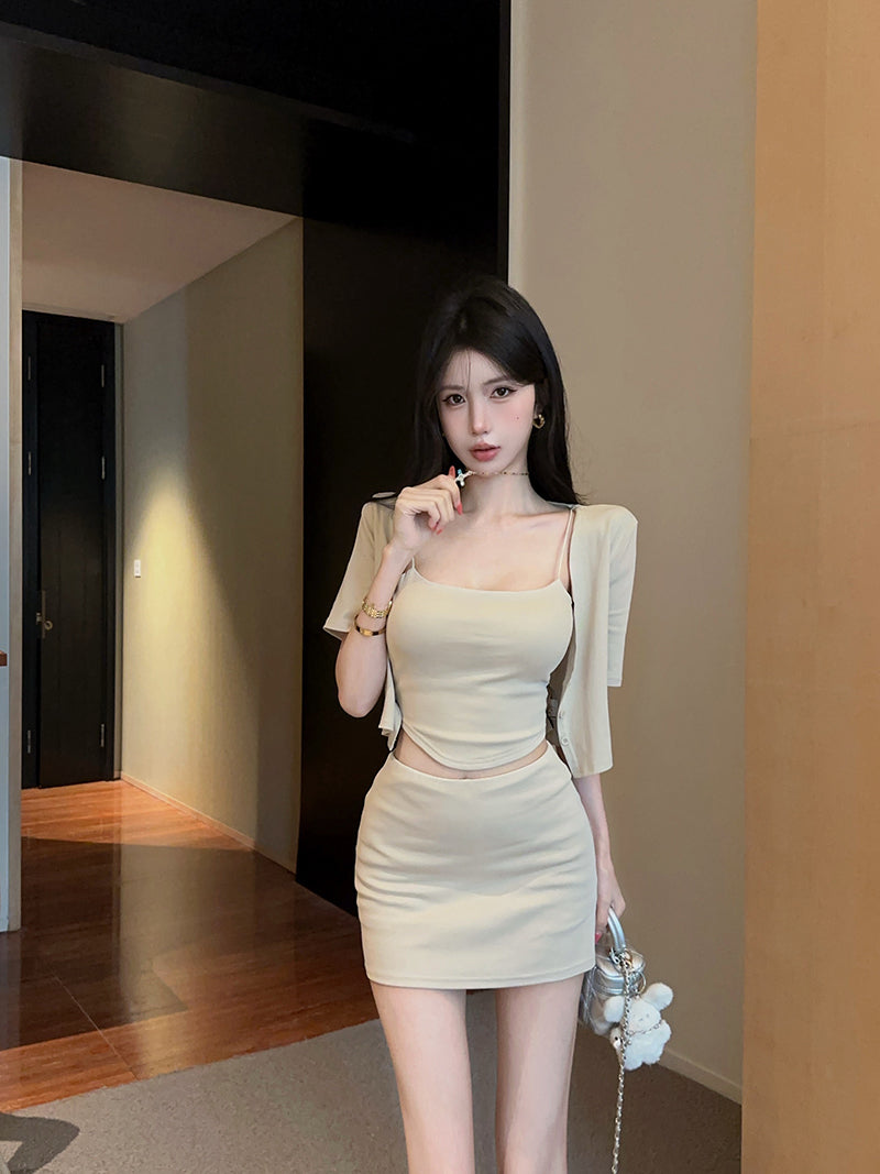 💕純御性感辣妹吊帶防曬半身裙三件套
