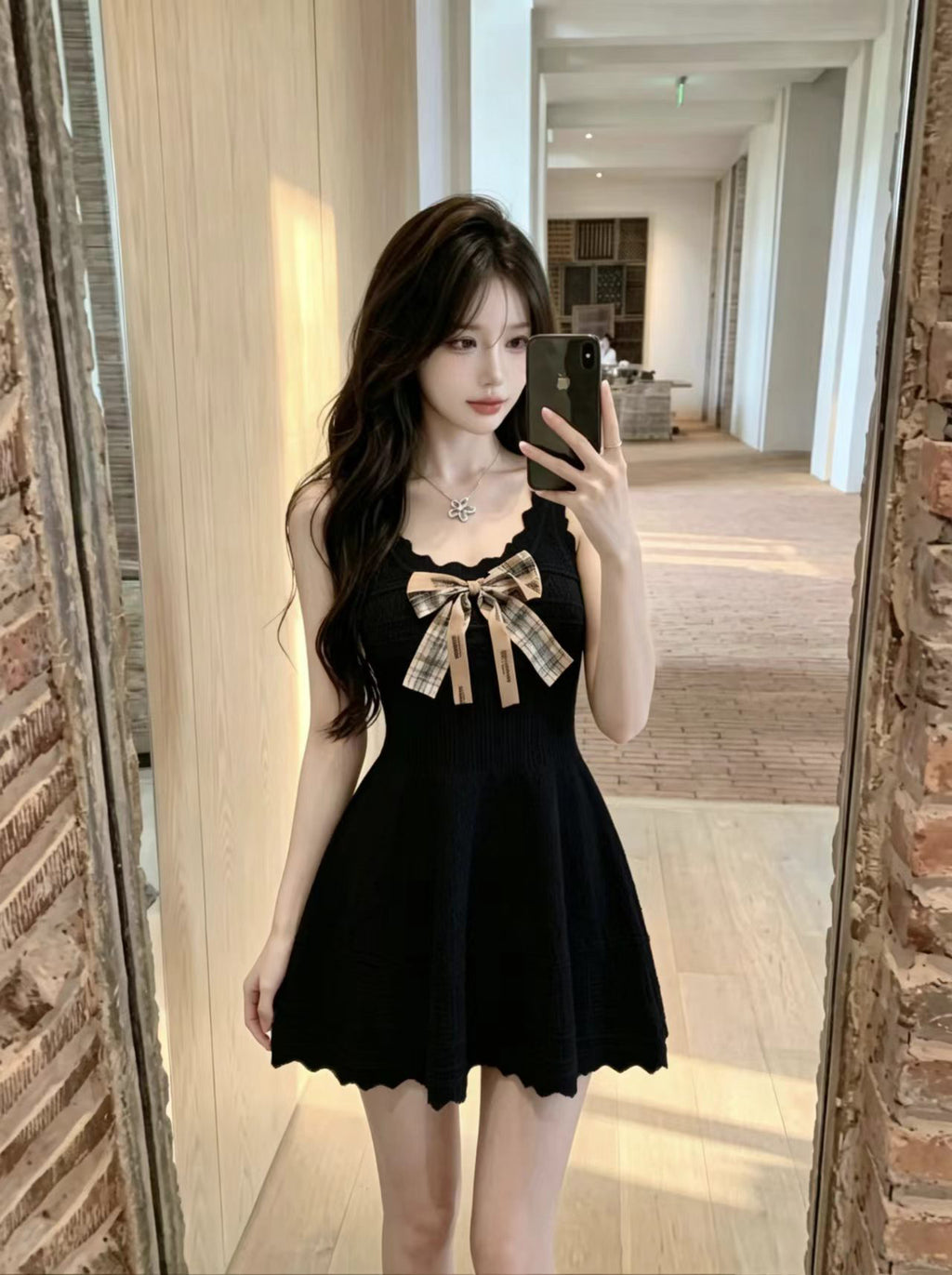 💕純欲性感蝴蝶結收腰吊帶連衣裙