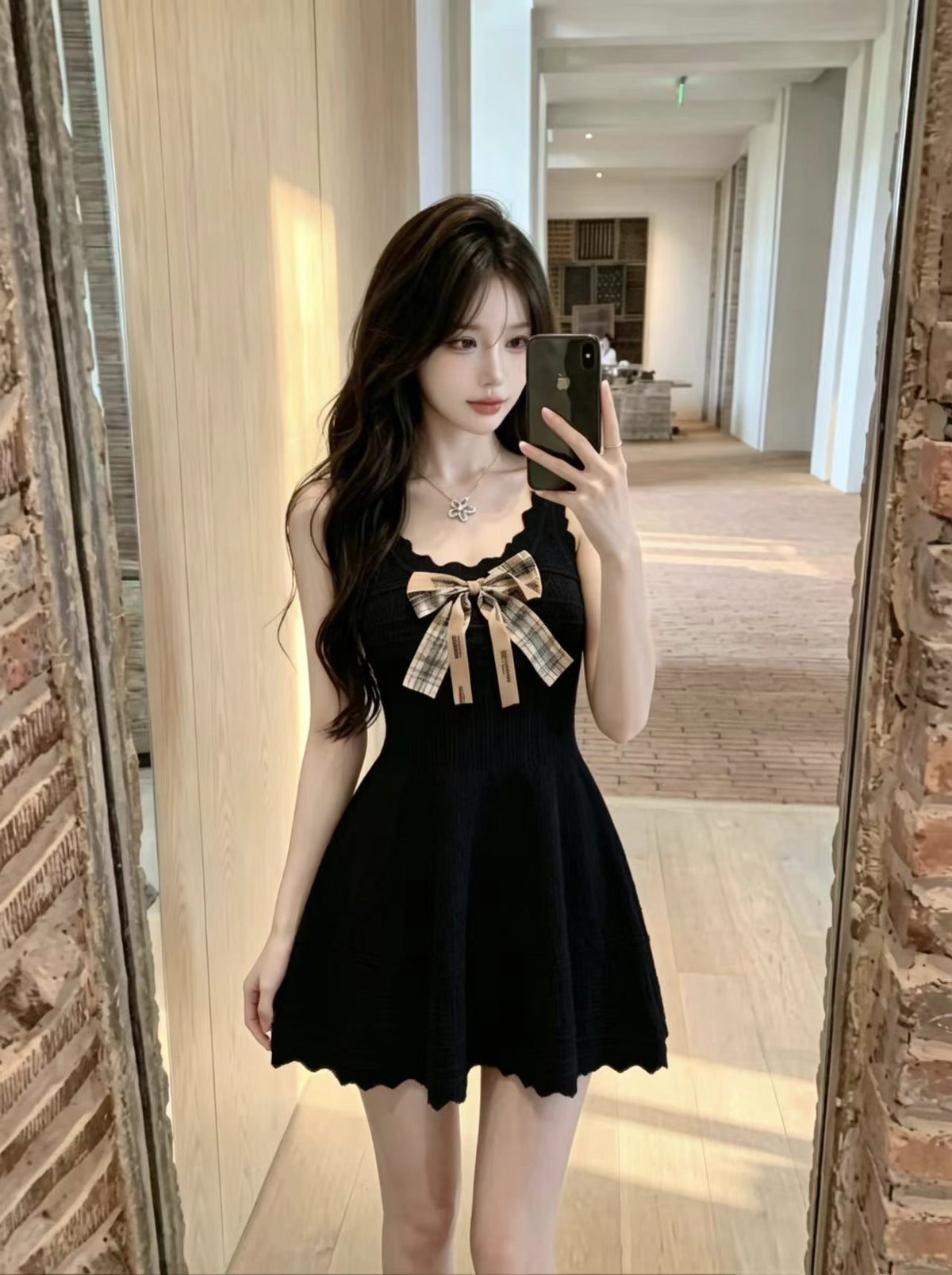 💕純欲性感蝴蝶結收腰吊帶連衣裙