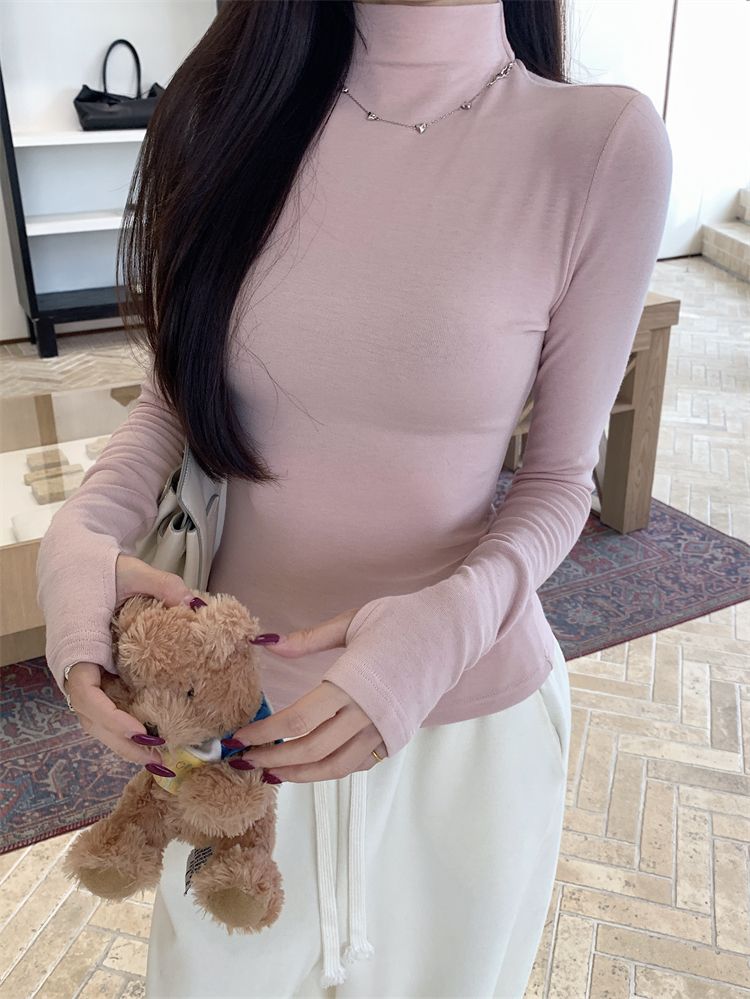 💕簡約百搭高領加絨長袖打底上衣
