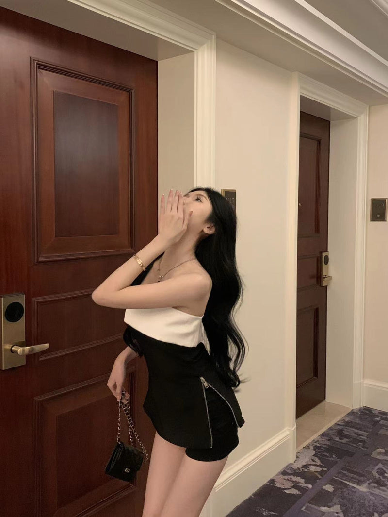 💕高級感撞色小香抹胸甜辣上衣