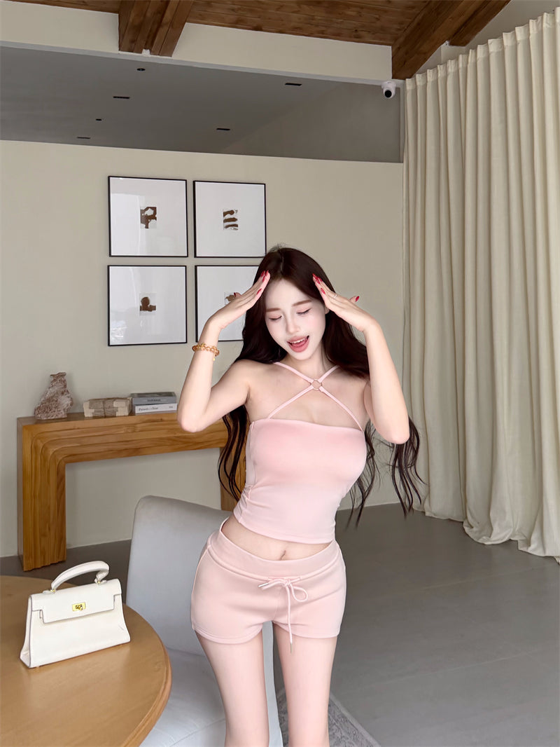 💕夏季約會交叉掛脖無袖吊帶兩件套