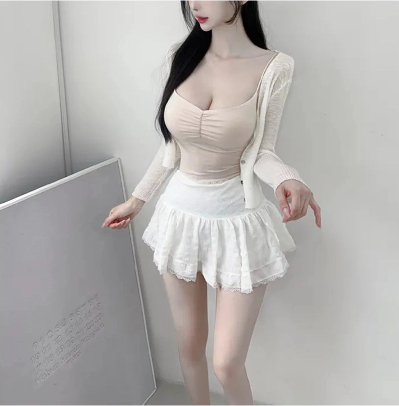 💕韓系東大門芭蕾荷葉邊高腰澎澎裙