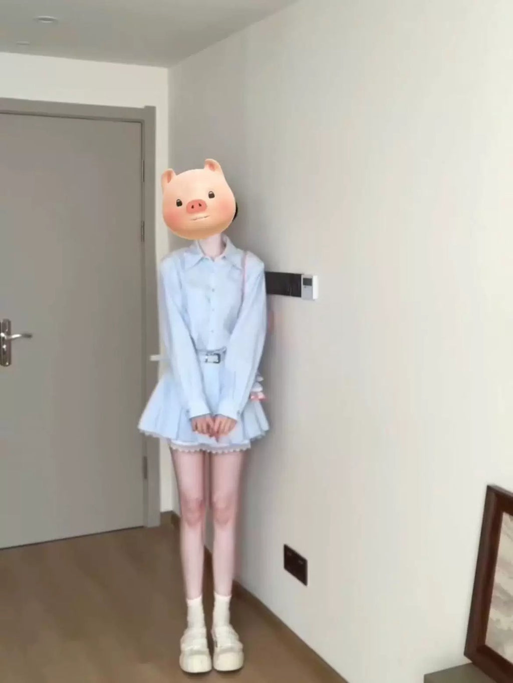 💕春夏小個子收腰有腰帶條紋襯衫連身裙