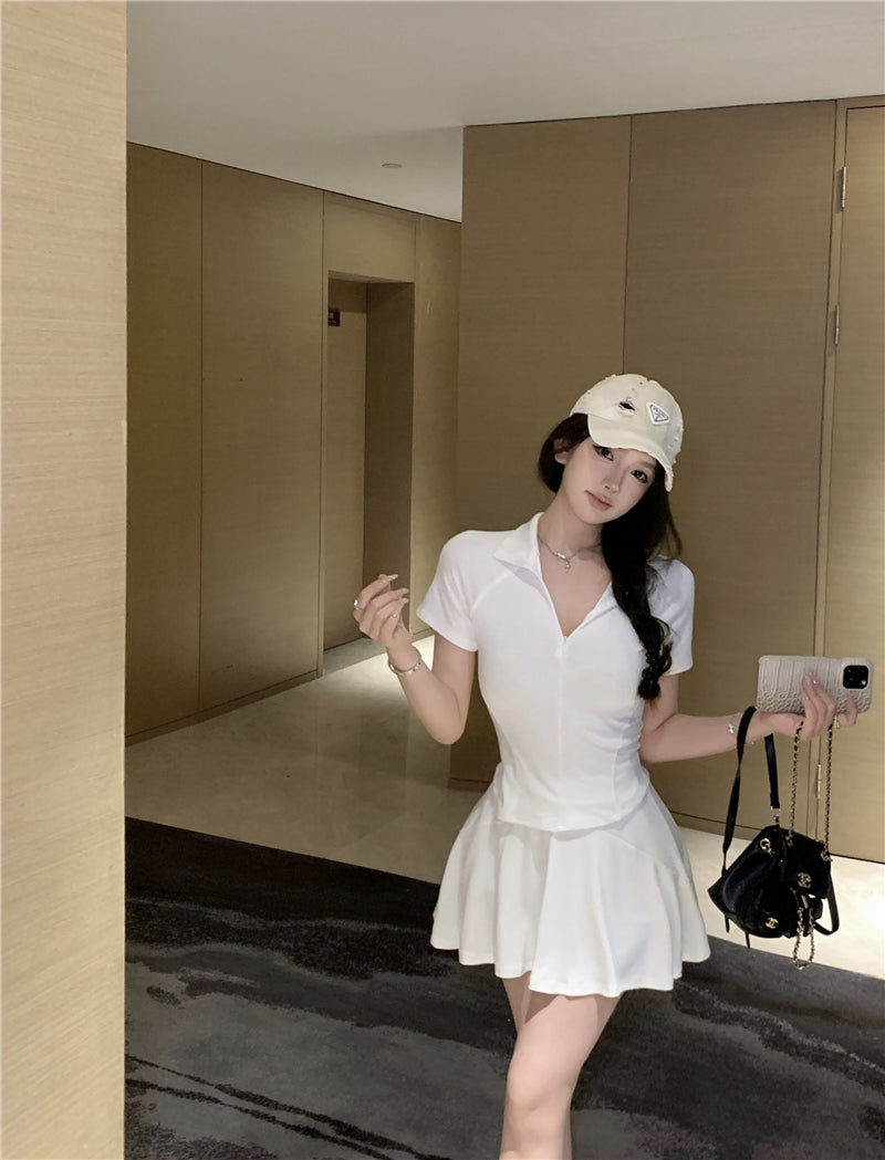 💕簡約百搭休閒polo衫純欲運動兩件套