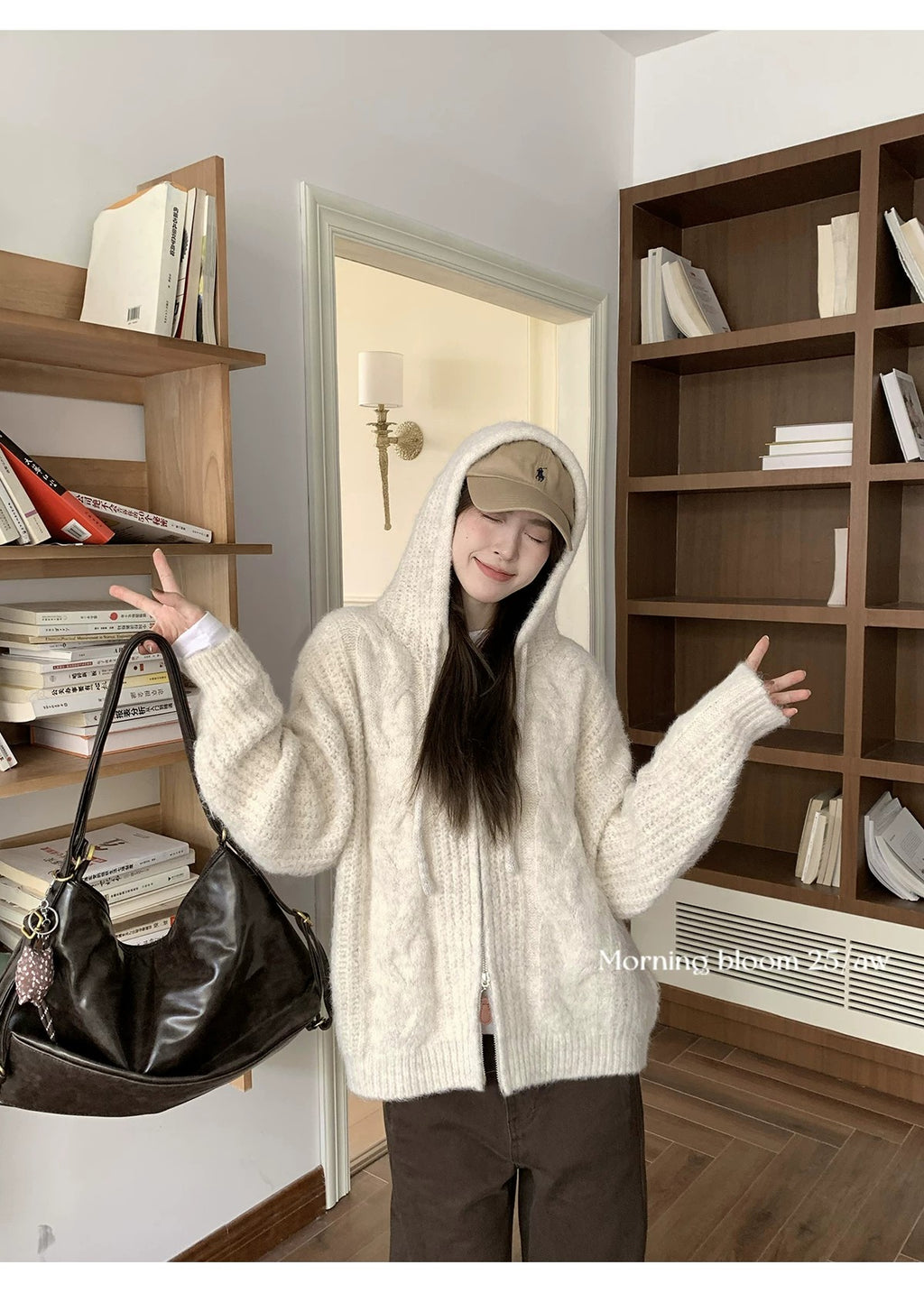 💕軟糯加厚拉鏈連帽毛衣針織毛線外套