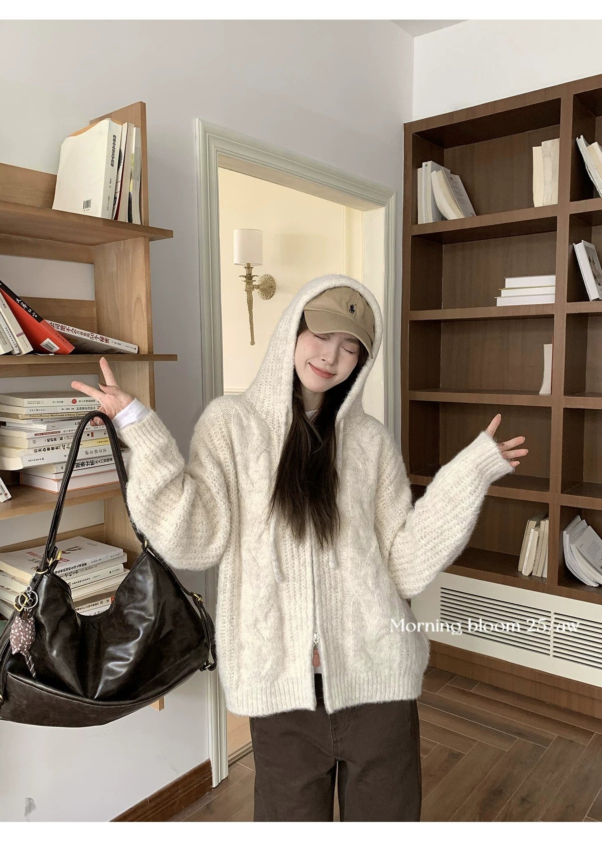 💕軟糯加厚拉鏈連帽毛衣針織毛線外套