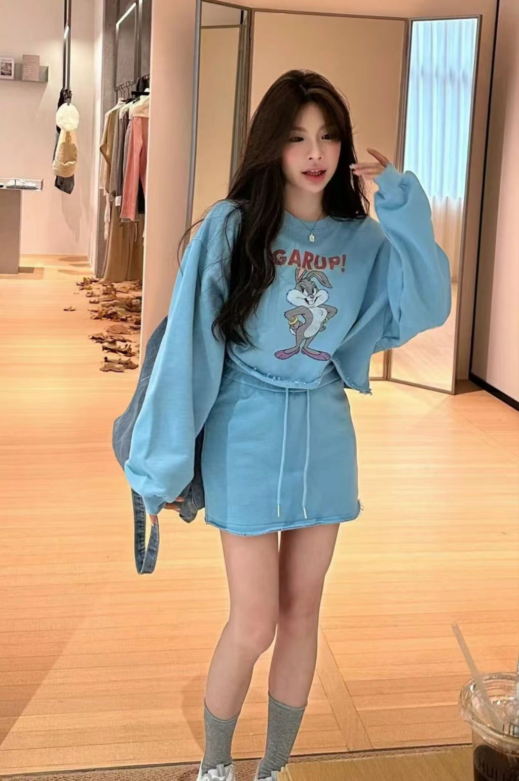💕韓系洋氣卡通可愛兔兔套裝