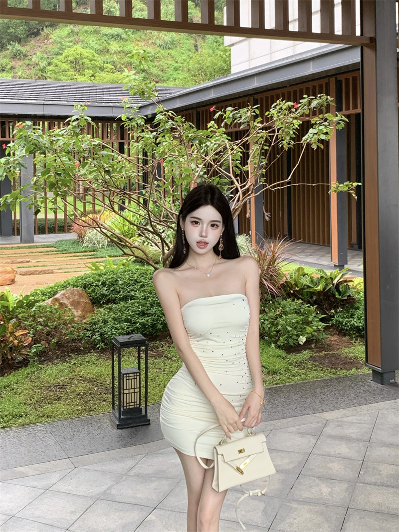 💕夏季性感網紗絕美抹胸包臀短裙